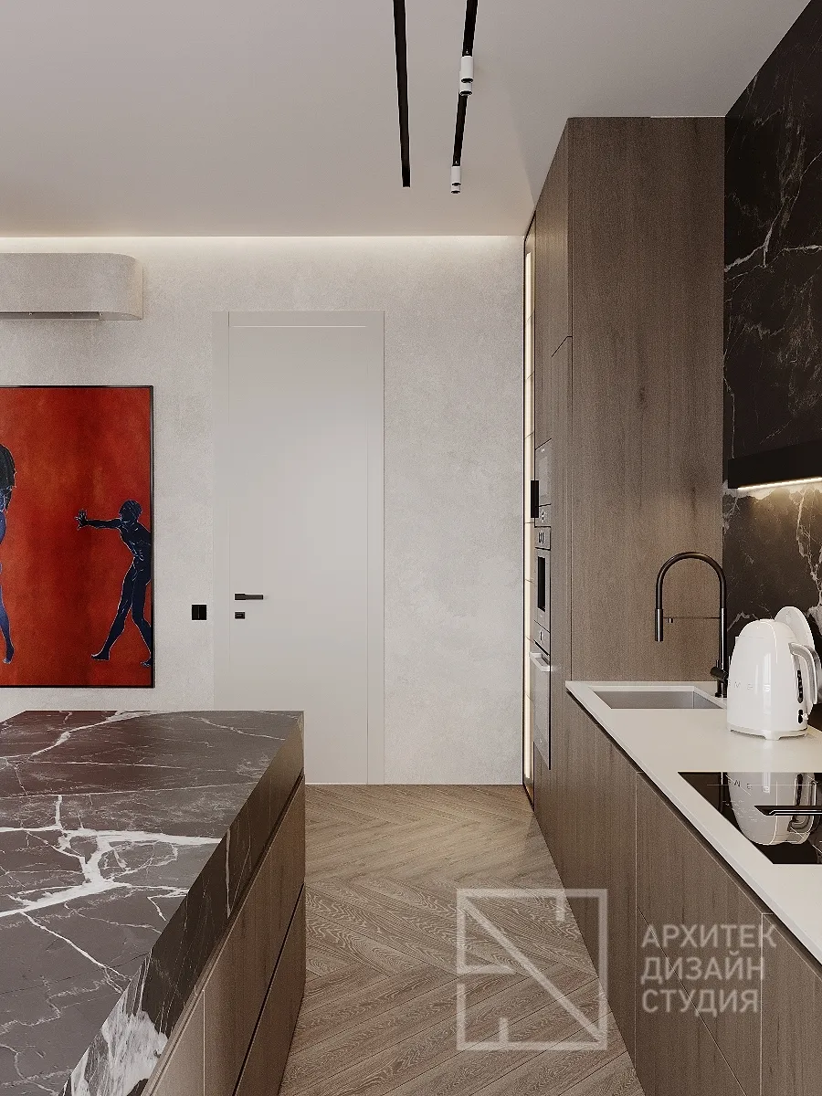 Дизайн интерьера квартиры в г. Абакан по ул. Авиаторов 1В/2 - Гостиная-кухня - Фото 4